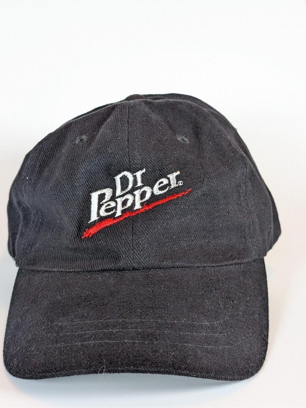 Vintage Dr Pepper Black Embroidered Hat KCCaps Roadster Strapback 1990s Promo